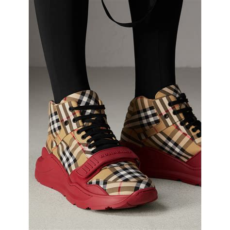 burberry vintage check high top sneakers.